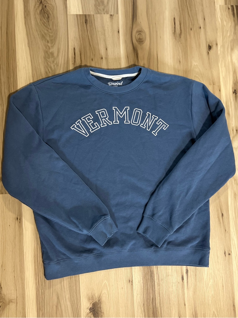 Vermont League Men's Crewneck Sweatshirt in Dusty Blue with White Lettering